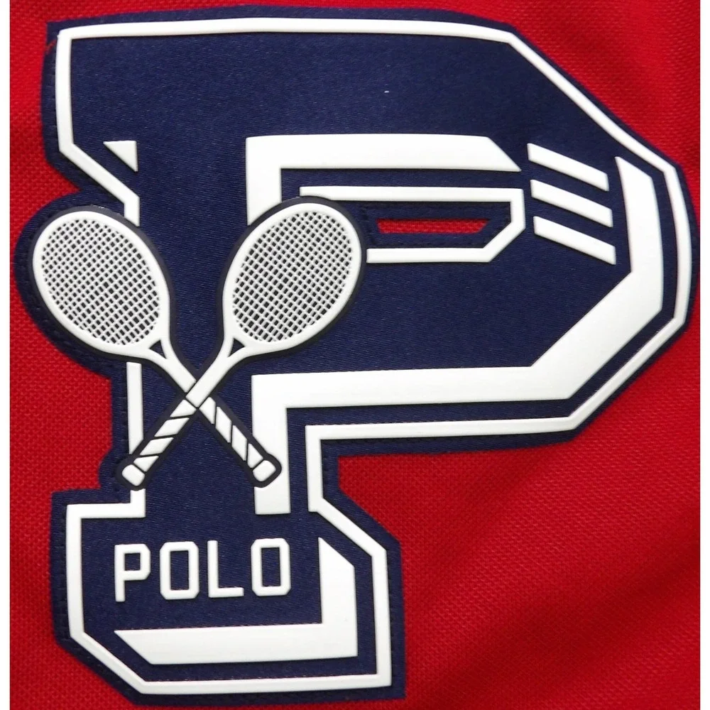 Polo Ralph Lauren US Open Tennis Shirt Men L Red Performance Big P Polo Logo EUC